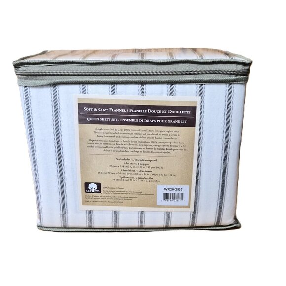 Woolrich Queen Stripes Flannel Sheet Set 100% Cotton Cozy Minimalist Rustic Lodg - Picture 2 of 7